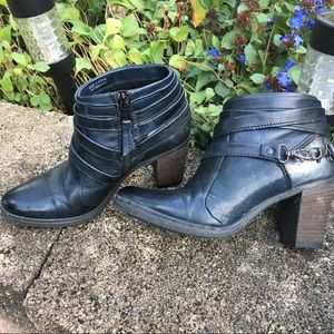MJUS Strappy Navy Blue Heeled Boots
